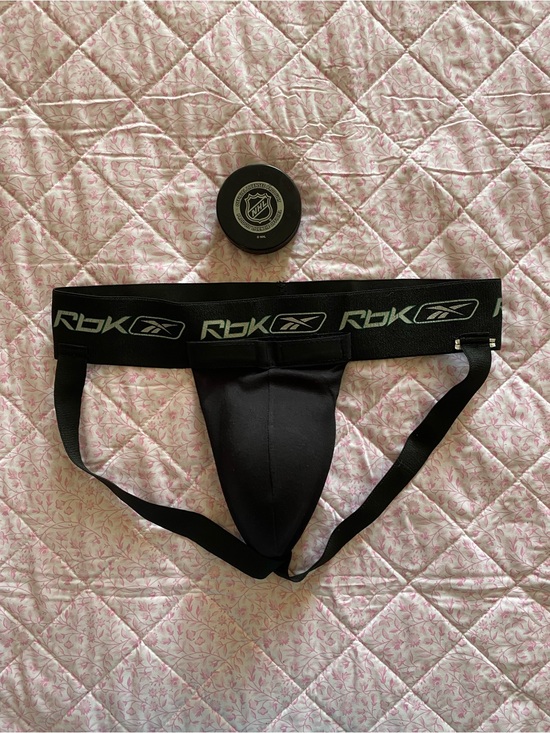 Reebok Other - RARE Vintage Reebok Black Athletic Jockstrap with RBK Cup and NHL hockey puck.
